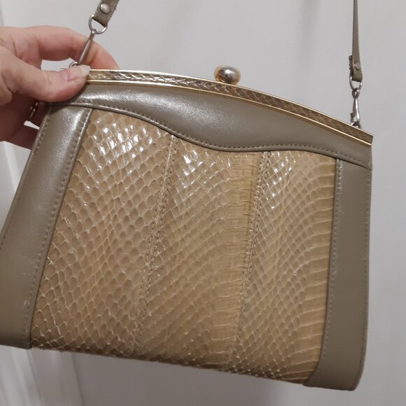 Snake Skin Vintage-Look Purse Handbag - Picture 2 of 9